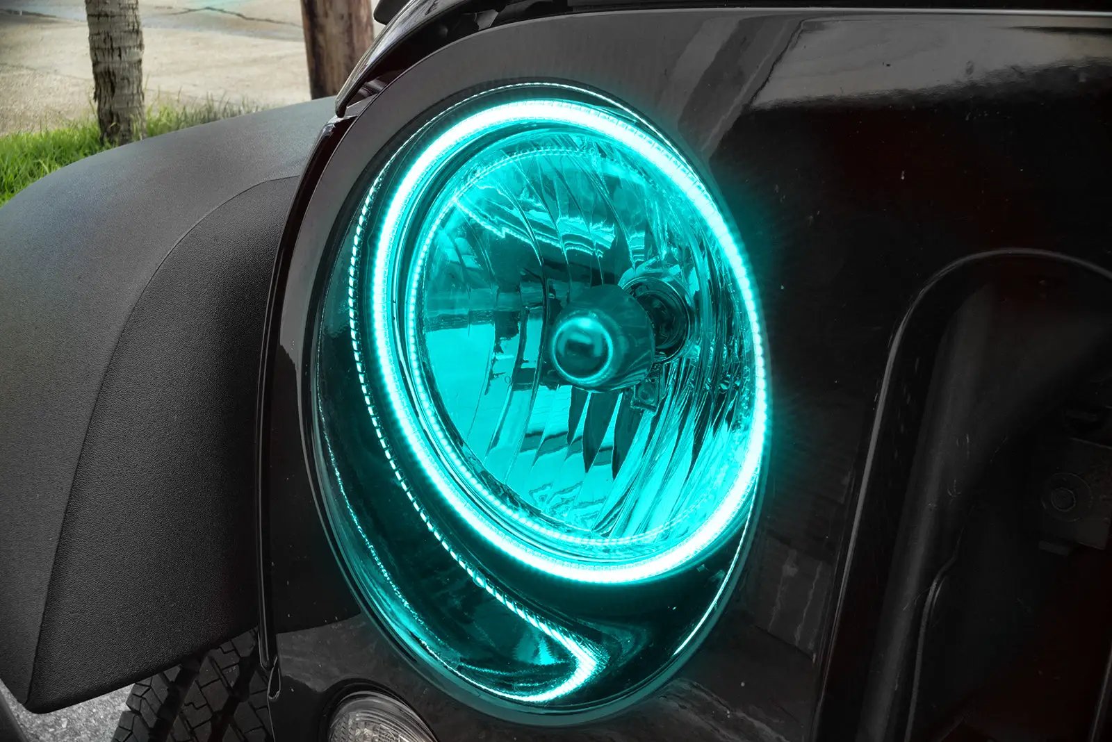 Oracle Lighting The halos are encased in a special polymer resin, making them completely waterproof and install by attaching around the headlight lens. The kit is 12V powered thus can be wired to a switch, controller, or parking lights. by Oracle Lighting