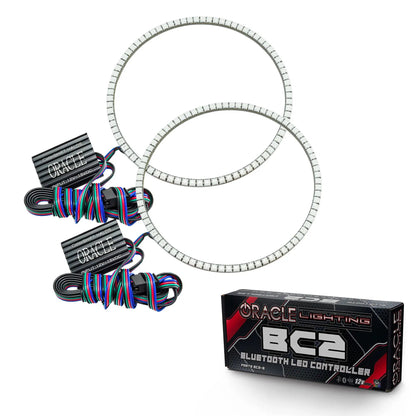 Oracle Lighting The halos are encased in a special polymer resin, making them completely waterproof and install by attaching around the headlight lens. The kit is 12V powered thus can be wired to a switch, controller, or parking lights. by Oracle Lighting