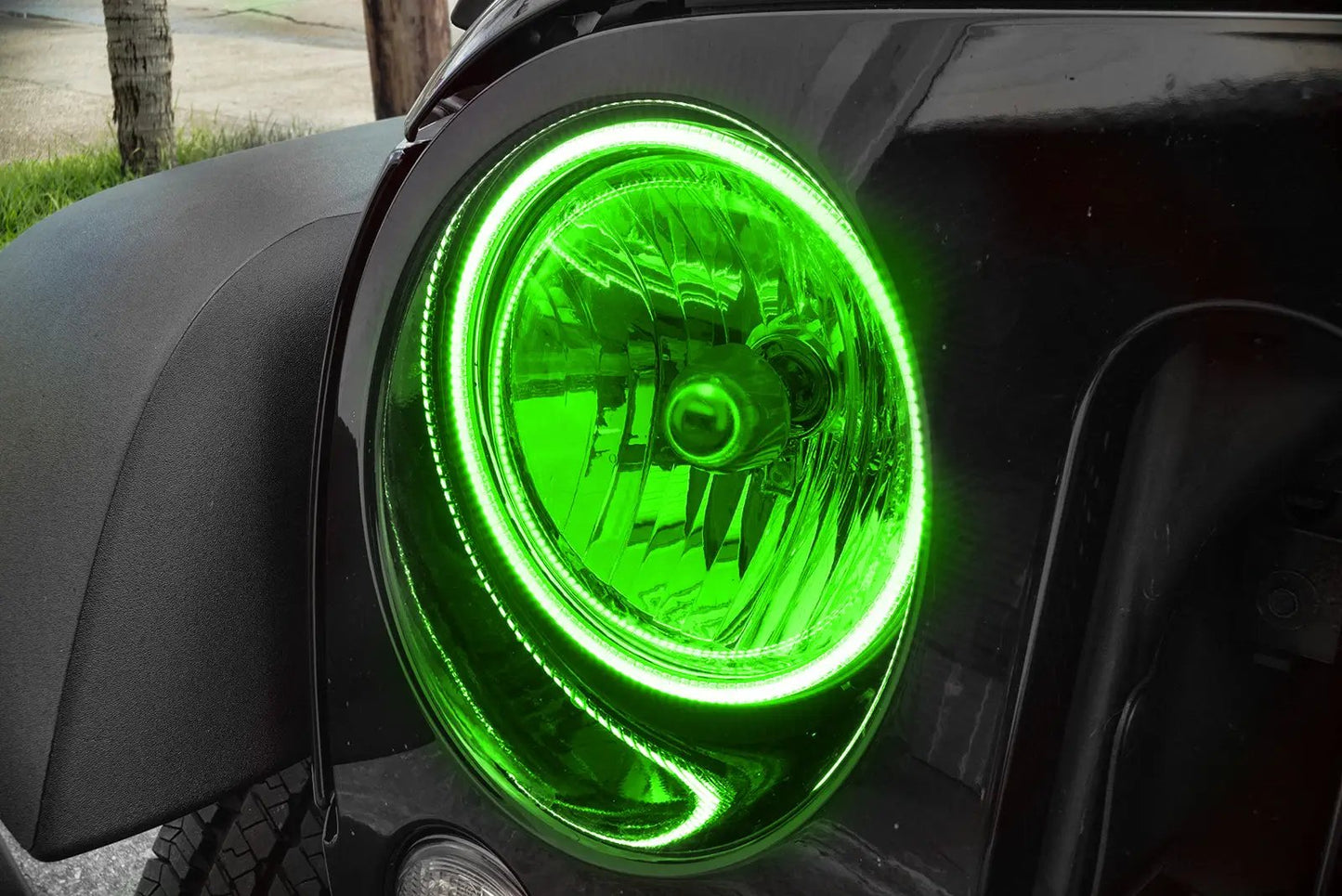 Oracle Lighting The halos are encased in a special polymer resin, making them completely waterproof and install by attaching around the headlight lens. The kit is 12V powered thus can be wired to a switch, controller, or parking lights. by Oracle Lighting