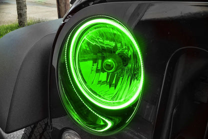 Oracle Lighting The halos are encased in a special polymer resin, making them completely waterproof and install by attaching around the headlight lens. The kit is 12V powered thus can be wired to a switch, controller, or parking lights. by Oracle Lighting