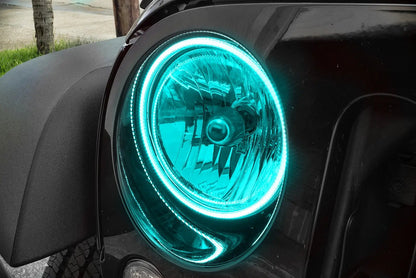 Oracle Lighting The halos are encased in a special polymer resin, making them completely waterproof and install by attaching around the headlight lens. The kit is 12V powered thus can be wired to a switch, controller, or parking lights. by Oracle Lighting