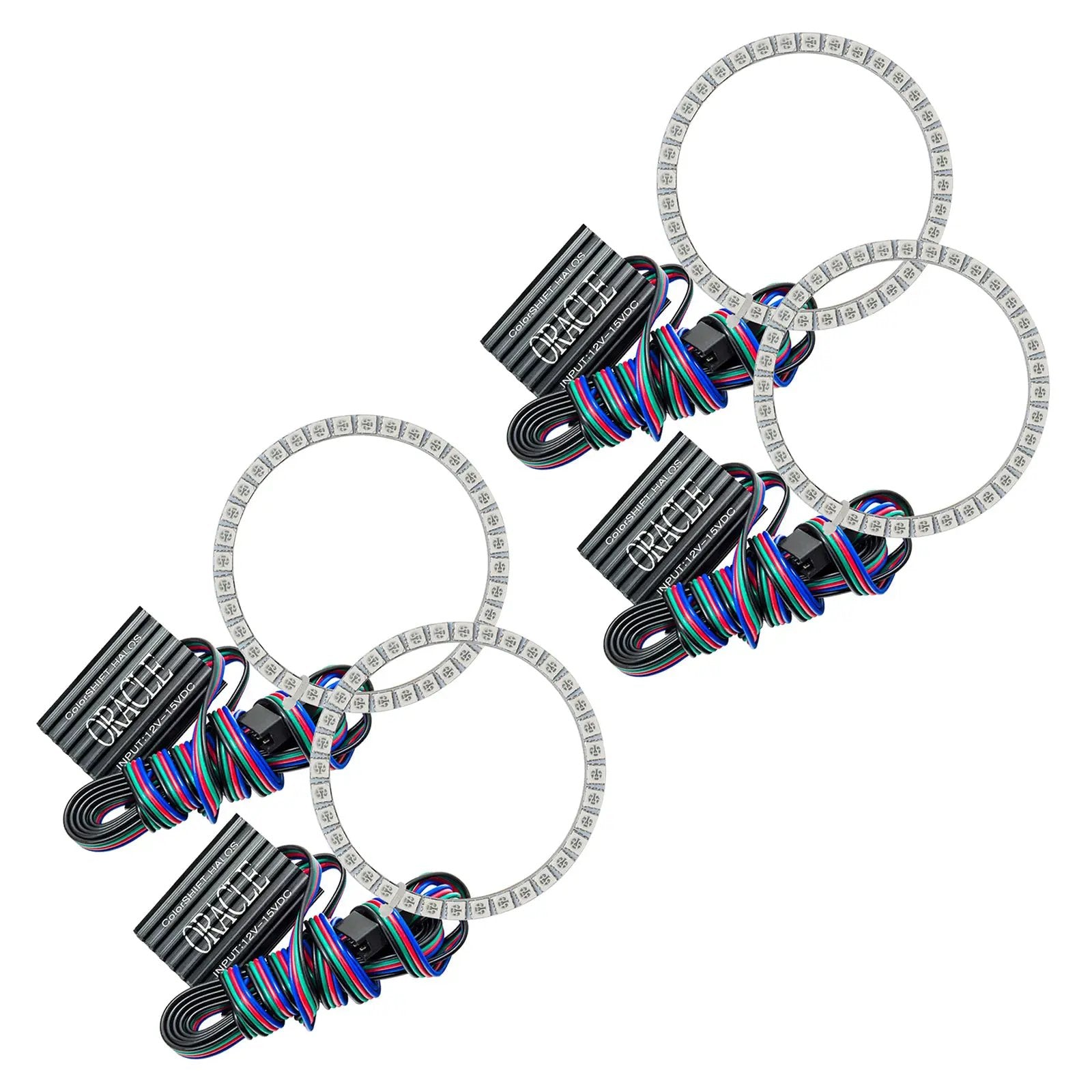 Oracle Lighting The kit does not include a ColorSHIFT(tm) controller. The halo kit uses an advanced LED chip which provides bright light output yet consumes less power. The kit mounts easily to your headlight housing with the provided 3M adhesive backing. by Oracle Lighting