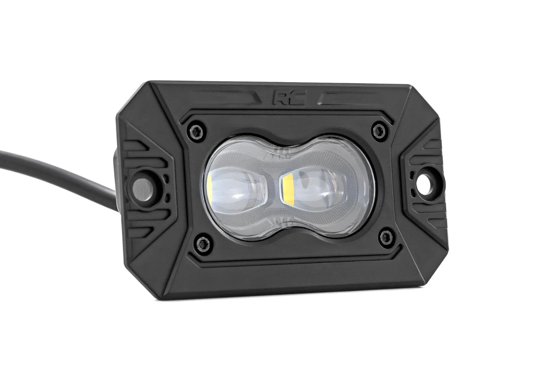 Rough Country 3x1.75 Inch Black Series | Yellow | LED Slim Aux | SAE Fog | Flush Mount | Pair by Rough Country