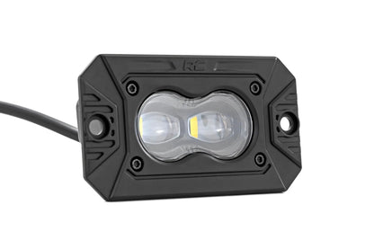 Rough Country 3x1.75 Inch Black Series | Yellow | LED Slim Aux | SAE Fog | Flush Mount | Pair by Rough Country