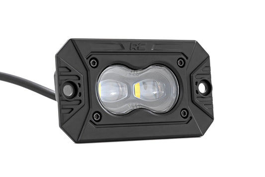 Rough Country 3x1.75 Inch Black Series | Yellow | LED Slim Aux | SAE Fog | Flush Mount | Pair