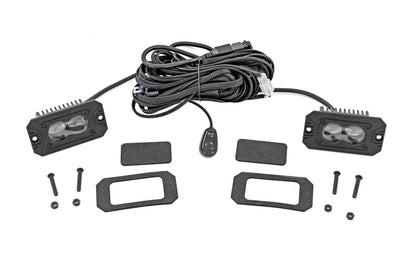 Rough Country 3x1.75 Inch Black Series LED Slim Aux | SAE Fog | Flush Mount | Pair by Rough Country
