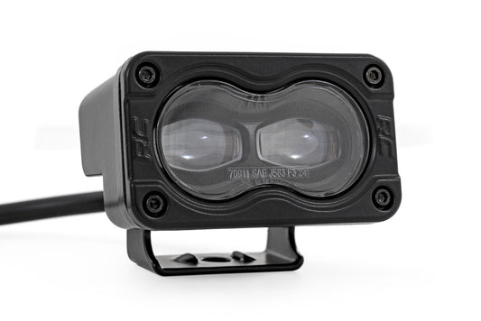 Rough Country 3x1.75 Inch Black Series | Yellow | LED Slim Aux | SAE Fog | Pair