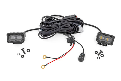 Rough Country 3x1.75 Inch Black Series LED Slim Aux | SAE Fog | Pair by Rough Country