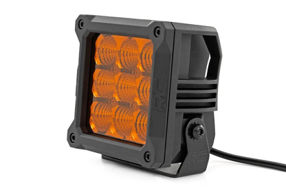 Rough Country 4 Inch LED Amber Light Pods | Square | Amber DRL | Pair by Rough Country