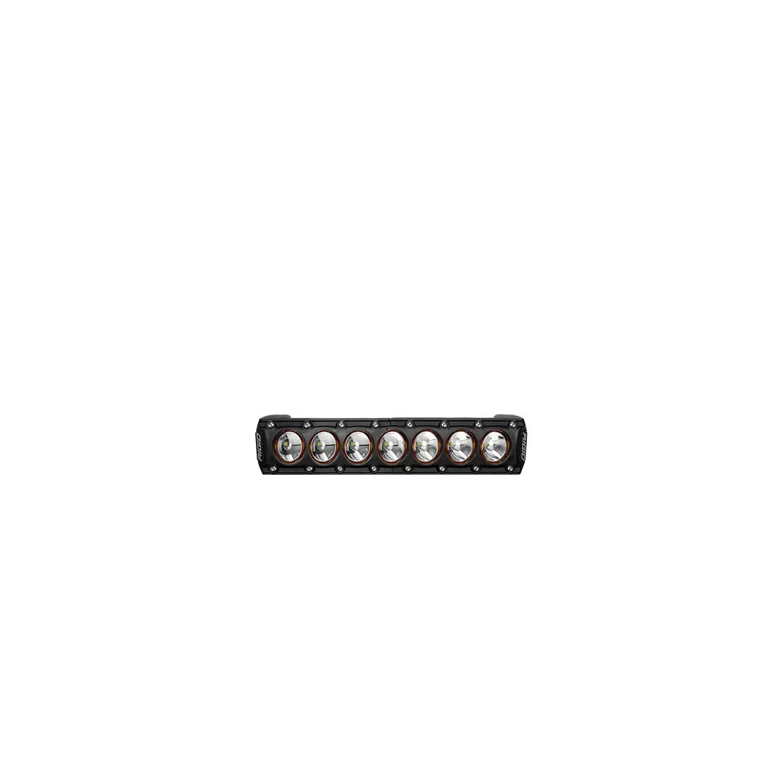 RIGID Industries The Revolve Light Bar is built with a high-grade aluminum alloy, an impact resistant nylon bezel, and is coated with a durable textured powder-coat finish. It features Broad-Spot optics and back-lit trim rings available in amber or white.