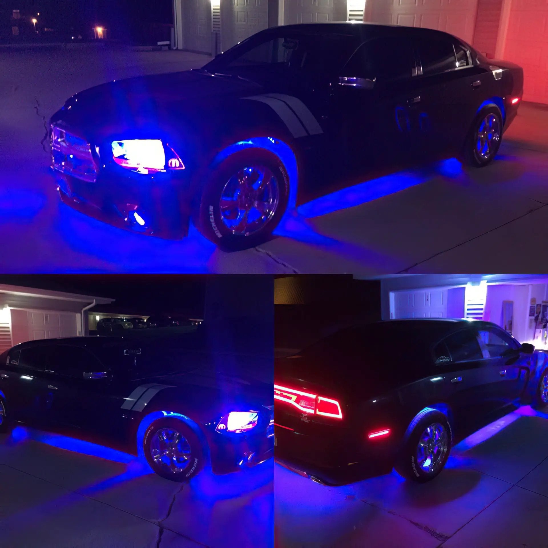 Oracle Lighting Double wide blue LED wheel ring with plug and play waterproof connectors. Consist of four illuminated rings which attach to dust shield. Rings include five mounting brackets. Universal vehicle application. by Oracle Lighting