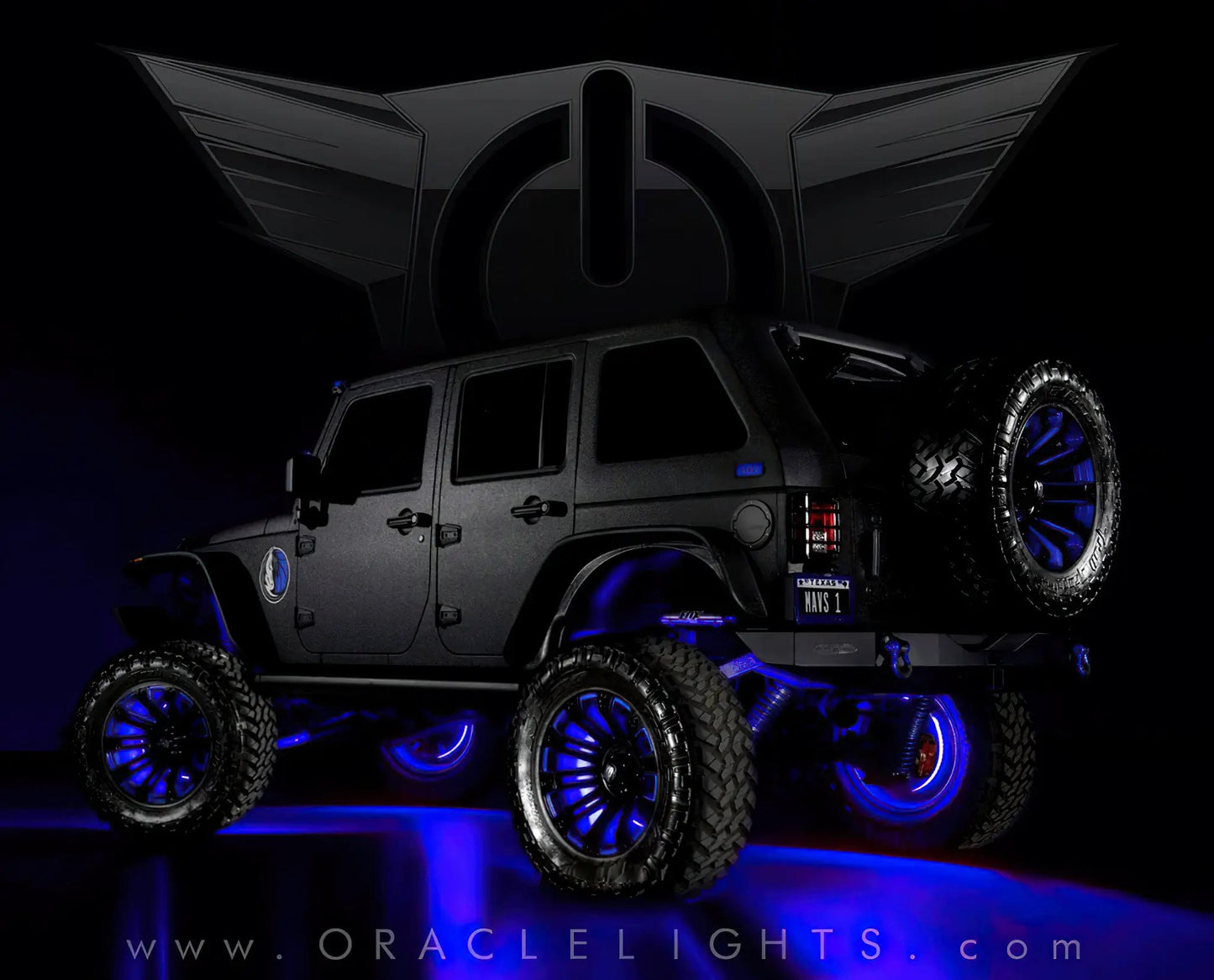 Oracle Lighting Double wide blue LED wheel ring with plug and play waterproof connectors. Consist of four illuminated rings which attach to dust shield. Rings include five mounting brackets. Universal vehicle application. by Oracle Lighting
