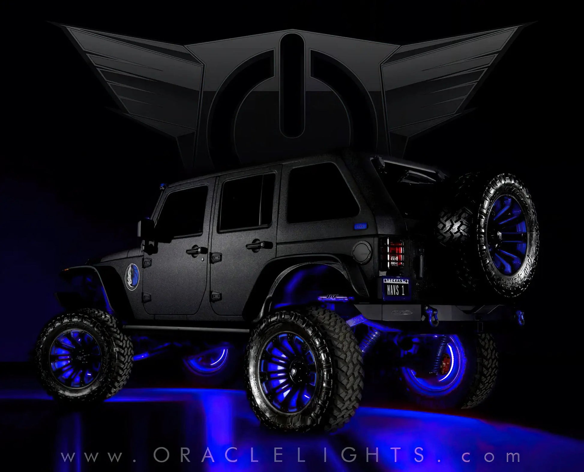 Oracle Lighting Double wide blue LED wheel ring with plug and play waterproof connectors. Consist of four illuminated rings which attach to dust shield. Rings include five mounting brackets. Universal vehicle application. by Oracle Lighting
