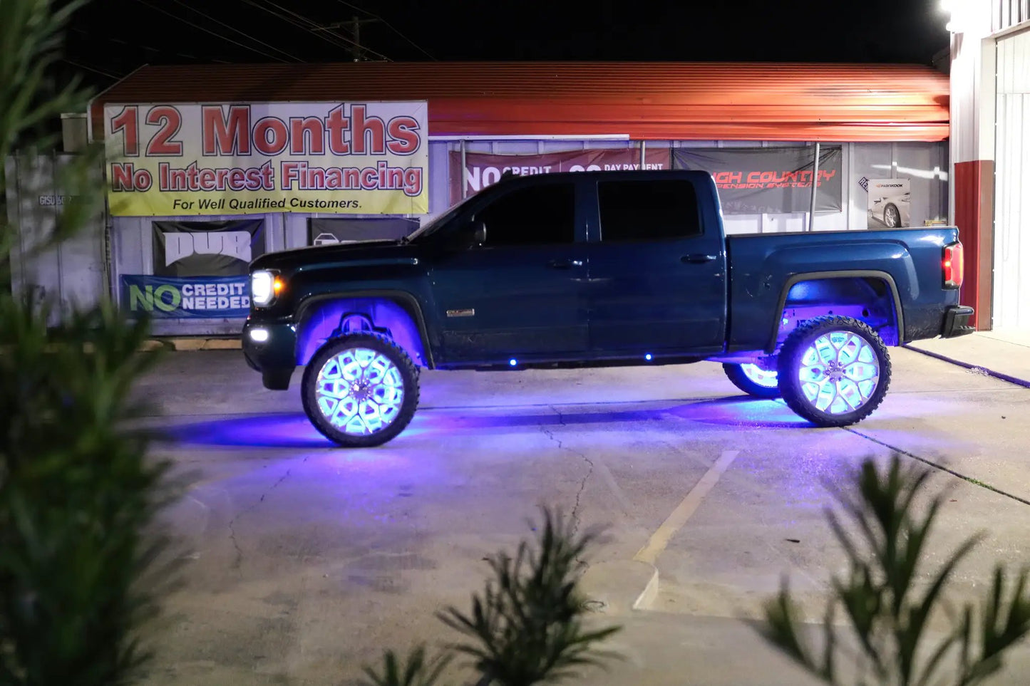 Oracle Lighting Double wide blue LED wheel ring with plug and play waterproof connectors. Consist of four illuminated rings which attach to dust shield. Rings include five mounting brackets. Universal vehicle application. by Oracle Lighting