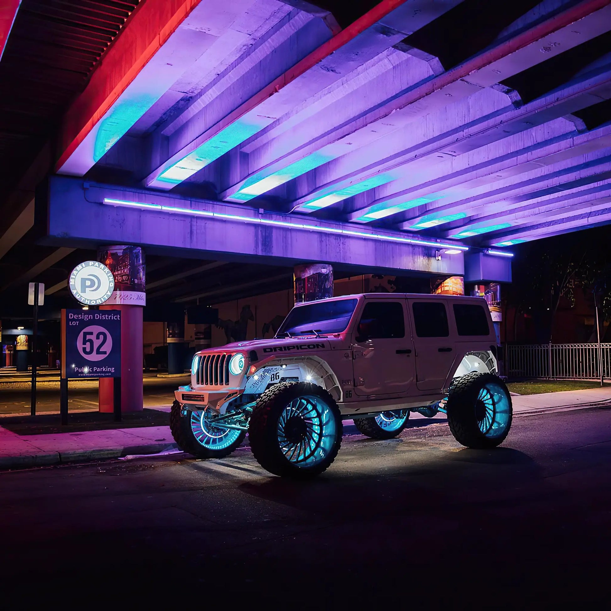 Oracle Lighting Double wide blue LED wheel ring with plug and play waterproof connectors. Consist of four illuminated rings which attach to dust shield. Rings include five mounting brackets. Universal vehicle application. by Oracle Lighting