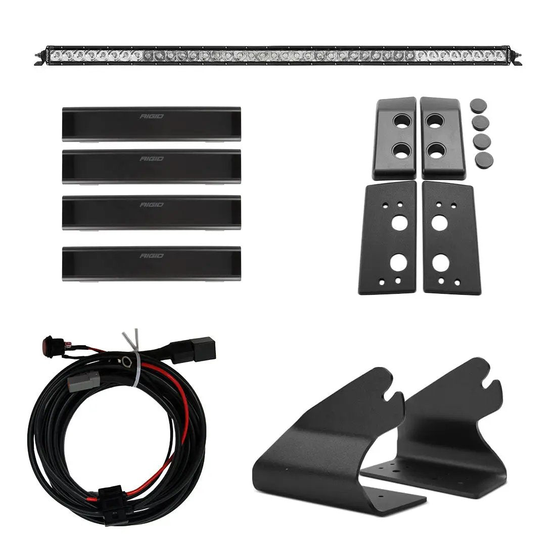 RIGID Industries This Bronco light kit includes two roof line bar brackets, isolation bases, stud covers, a 40 Inch SR-Series Spot/Flood Combo light bar, solid black light covers, and a wiring harness. by RIGID Industries