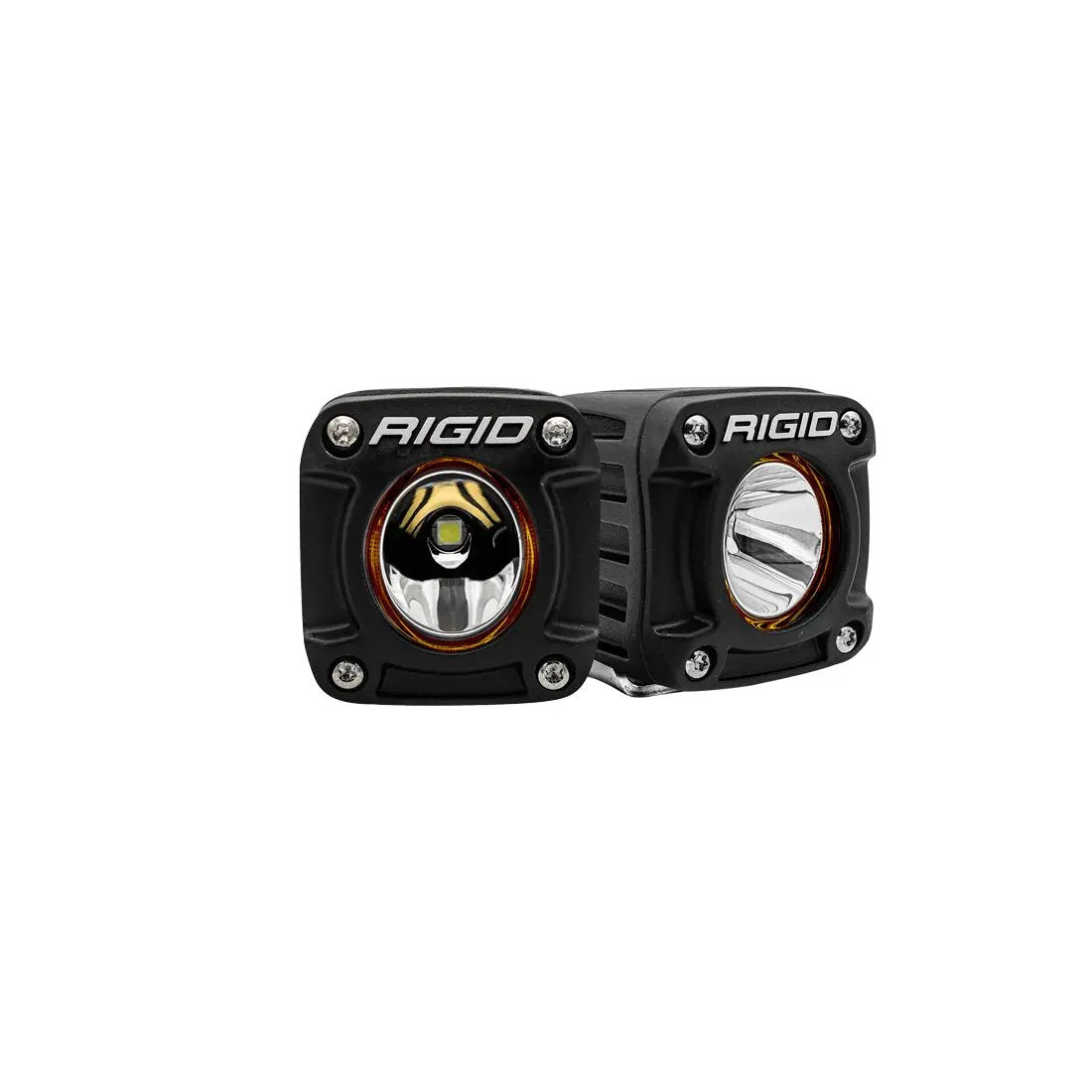 RIGID Industries The Revolve Light Pod is built with a high-grade aluminum alloy, an impact resistant nylon bezel, and is coated with a two-stage powder coat finish. It features a Broad-Spot optic and a back-lit trim ring available in amber or white. by RIGID Industries