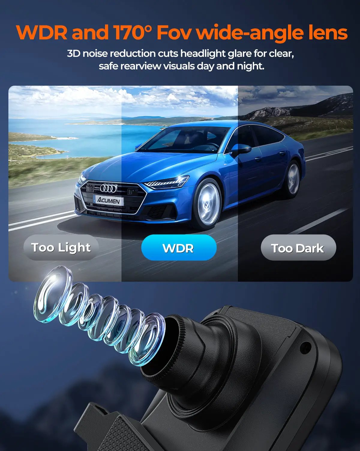 Acumen XR10 Pro 4K Front & 2.5K Rear Cameras, 10" IPS Touchscreen with Built-in Wi-Fi by Acumen Camera
