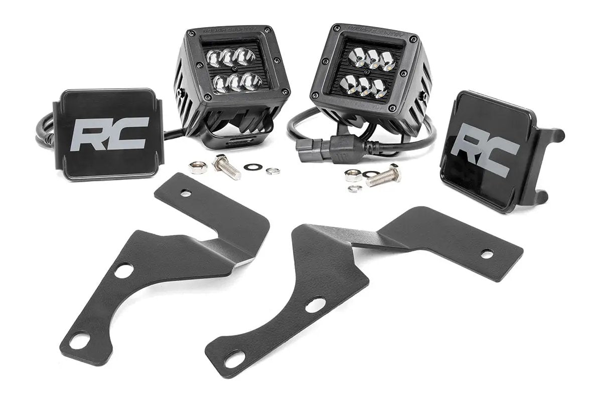 Rough Country LED Light Kit | Ditch Mount | 2" Black Spot Pair | Toyota 4Runner (10-24) by Rough Country