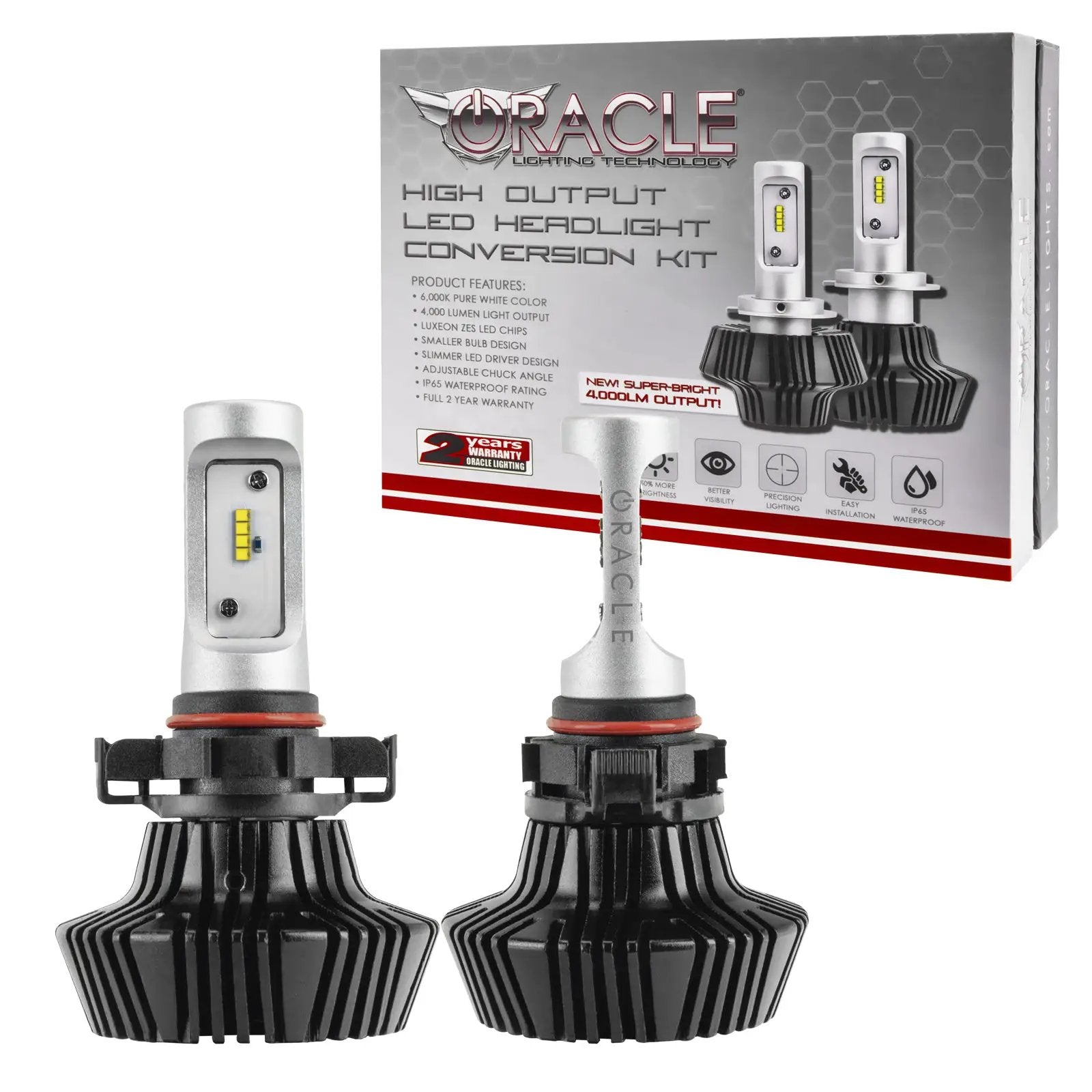 Oracle Lighting The new adjustable heat sink is removable which allows to reverse install or mount outside the headlight back-cap for added adaptability. The Luxeon ZES chips increase lumen output while drawing less than half the power of factory bulbs. by Oracle Lighting