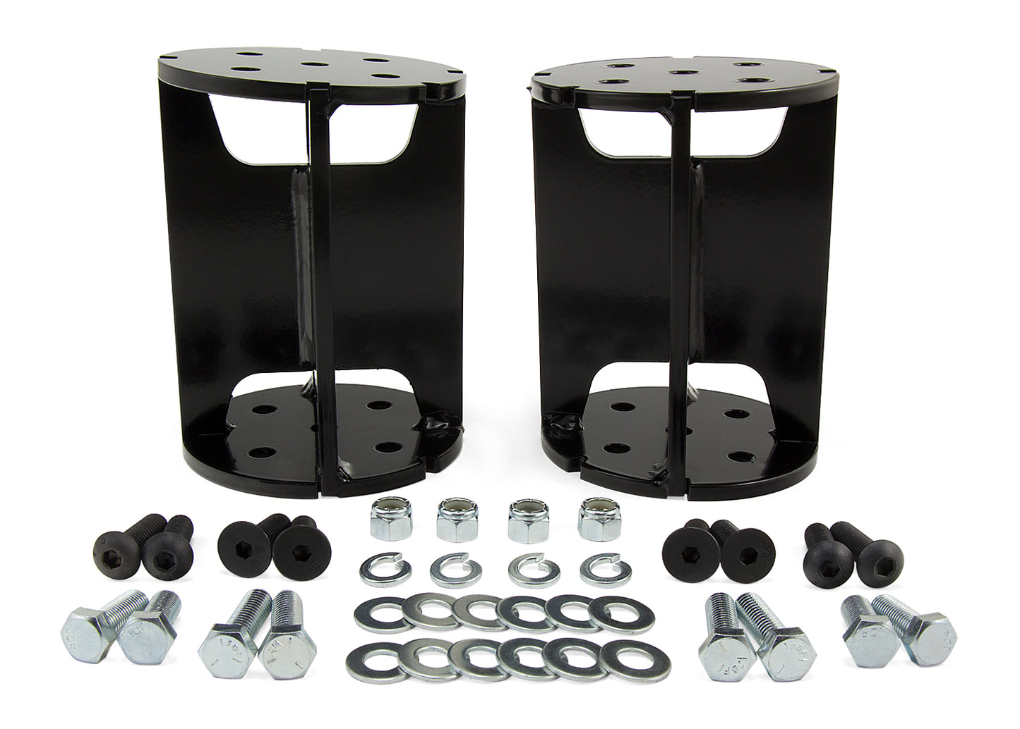 Air Lift Company now offers sets of Universal Air Spring Spacers, specifically designed to enable drivers of lifted pickups to add air suspension applications to their vehicles. Available in a 4", 6", and angled varieties.