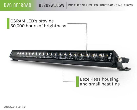 DV8 Offroad DVE LED Light Bars & Cubes - DV8 Offroad - dveBE20SW105W - Auto Expedition