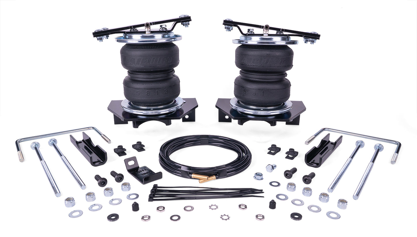 Air Lift LoadLifter 5000 Load Support kit for the 23-26 Ford F-250/F-350 4WD SRW, offering up to 5,000 pounds of load-leveling capacity while eliminating squat, trailer sway, body roll, and bottoming out. Backed by our limited lifetime warranty.