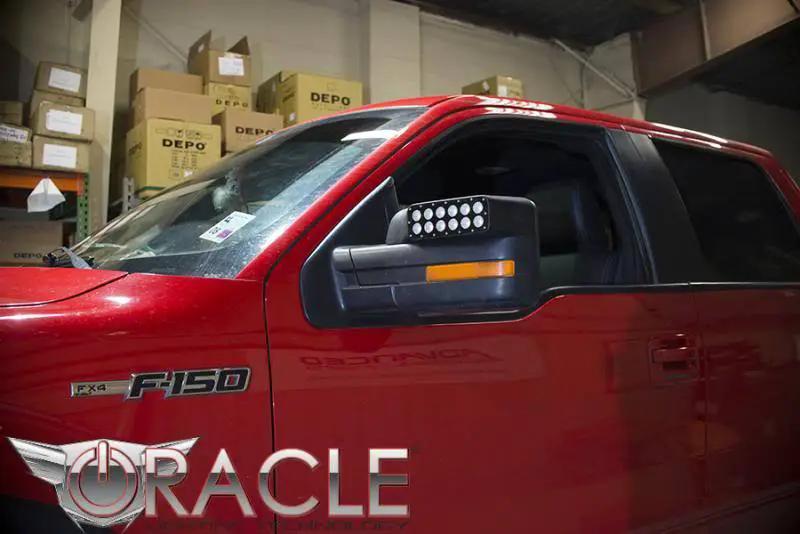 Oracle Lighting The Off-Road mirror caps offer a clean almost OEM look. They are installed using the factory mounts. The advanced LED optics are set at a 45 degree angle to best help the driver in off-road activities. by Oracle Lighting