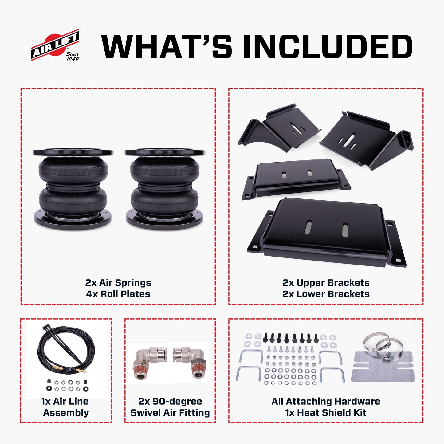 Air Lift LoadLifter 7500 XL Ultimate air spring kit for the 2016-2025 Chevrolet Silverado 3500 Commercial Chassis & GMC Sierra 3500 Commercial Chassis 2WD & 4WD offers up to 7,500 lbs. of load-leveling capacity.