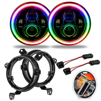 ORACLE Lighting Jeep Wrangler JL/Gladiator JT 7in. High Powered LED Headlights (Pair) ColorSHIFT Halos w/RF by Oracle Lighting