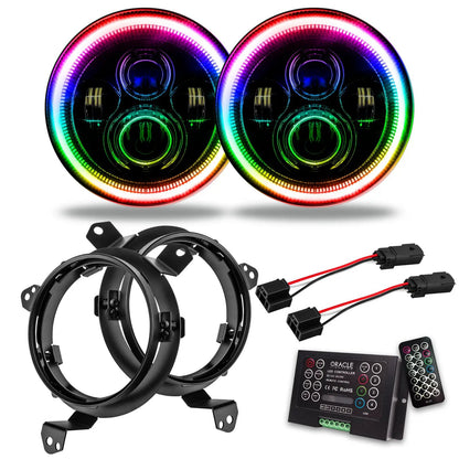 ORACLE Lighting Jeep Wrangler JL/Gladiator JT 7in. High Powered LED Headlights (Pair) ColorSHIFT Halos w/2.0 by Oracle Lighting
