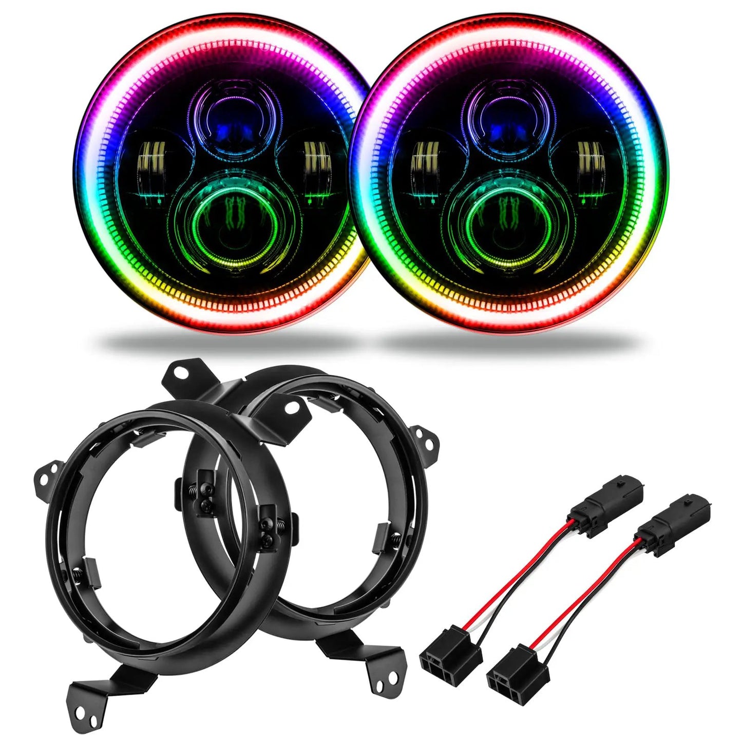 ORACLE Lighting Jeep Wrangler JL/Gladiator JT 7in. High Powered LED Headlights (Pair) ColorSHIFT Halos w/No Cont. by Oracle Lighting