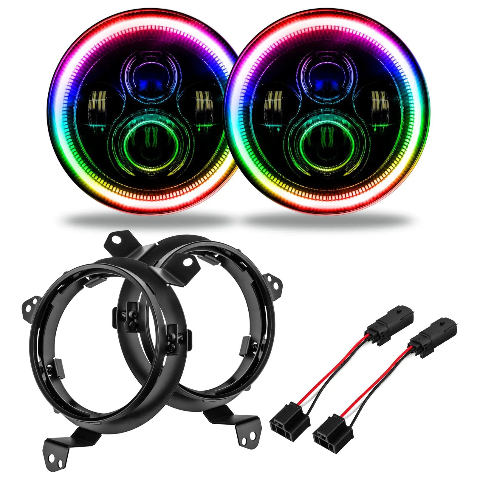 ORACLE Lighting Jeep Wrangler JL/Gladiator JT 7in. High Powered LED Headlights (Pair) ColorSHIFT Halos w/No Cont. by Oracle Lighting