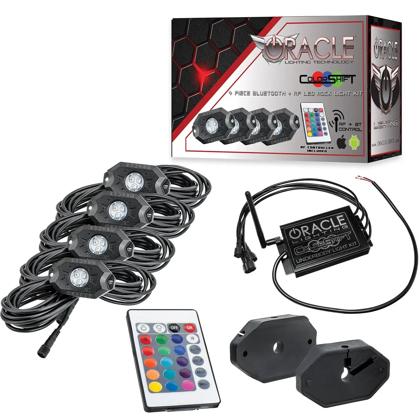 ORACLE Lighting Bluetooth + RF ColorSHIFT Underbody Wheel Well Rock Light Kit - 4 PCS by Oracle Lighting