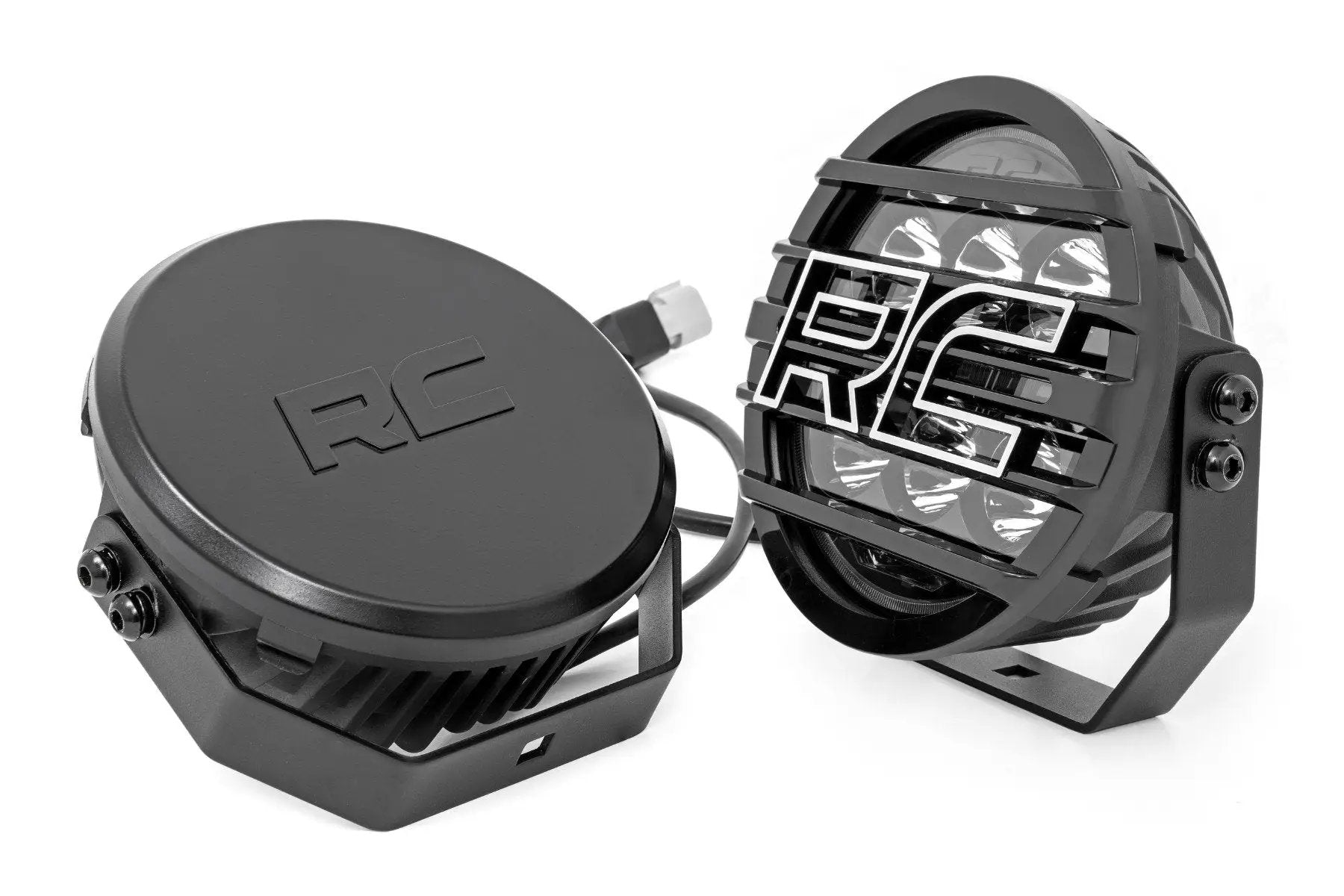 Rough Country Black Series Halo LED Light Pair | White/Amber DRL | 6.5 Inch | Round by Rough Country
