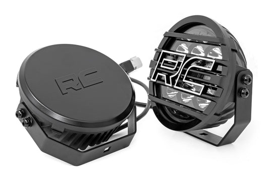 Rough Country Black Series Halo LED Light Pair | White/Amber DRL | 6.5 Inch | Round
