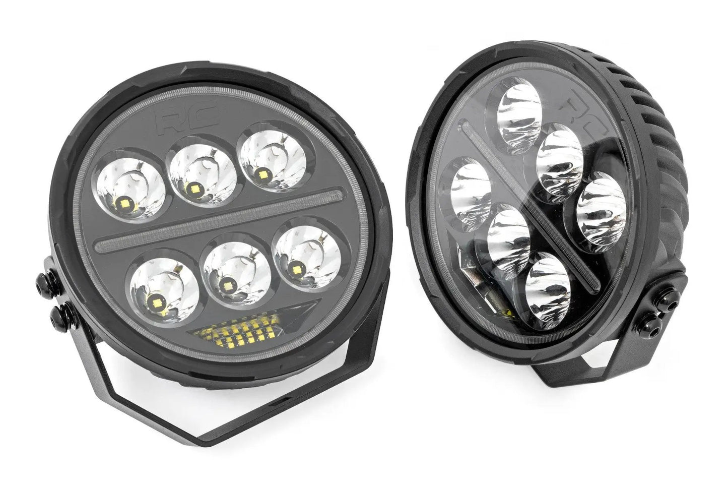 Rough Country Black Series Halo LED Light Pair | White/Amber DRL | 6.5 Inch | Round by Rough Country