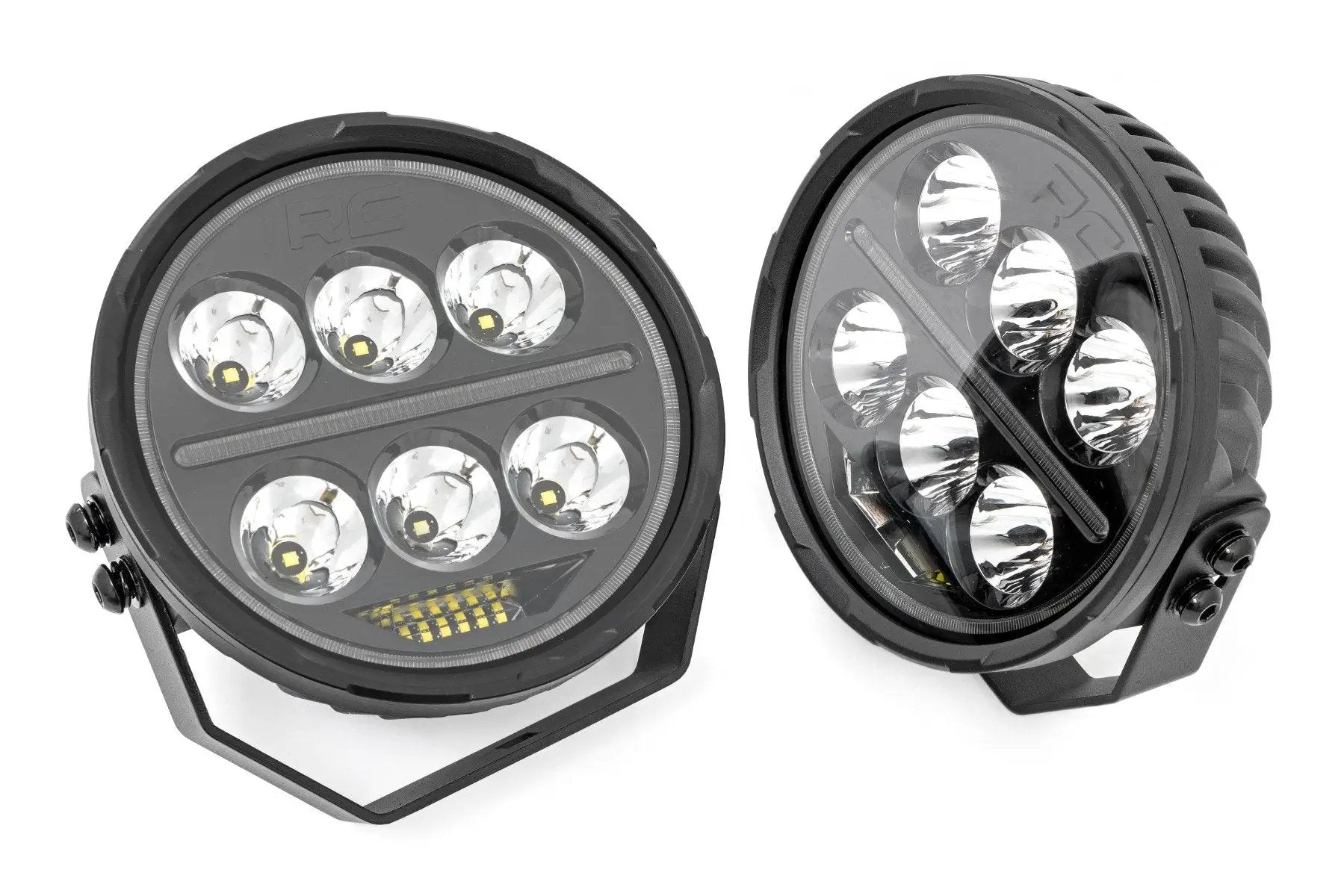 Rough Country Black Series Halo LED Light Pair | White/Amber DRL | 6.5 Inch | Round by Rough Country