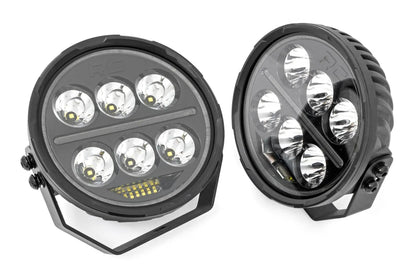 Rough Country Black Series Halo LED Light Pair | White/Amber DRL | 6.5 Inch | Round by Rough Country
