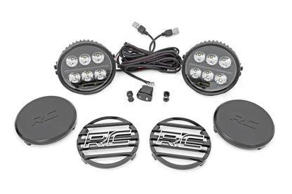 Rough Country Black Series Halo LED Light Pair | White/Amber DRL | 6.5 Inch | Round by Rough Country