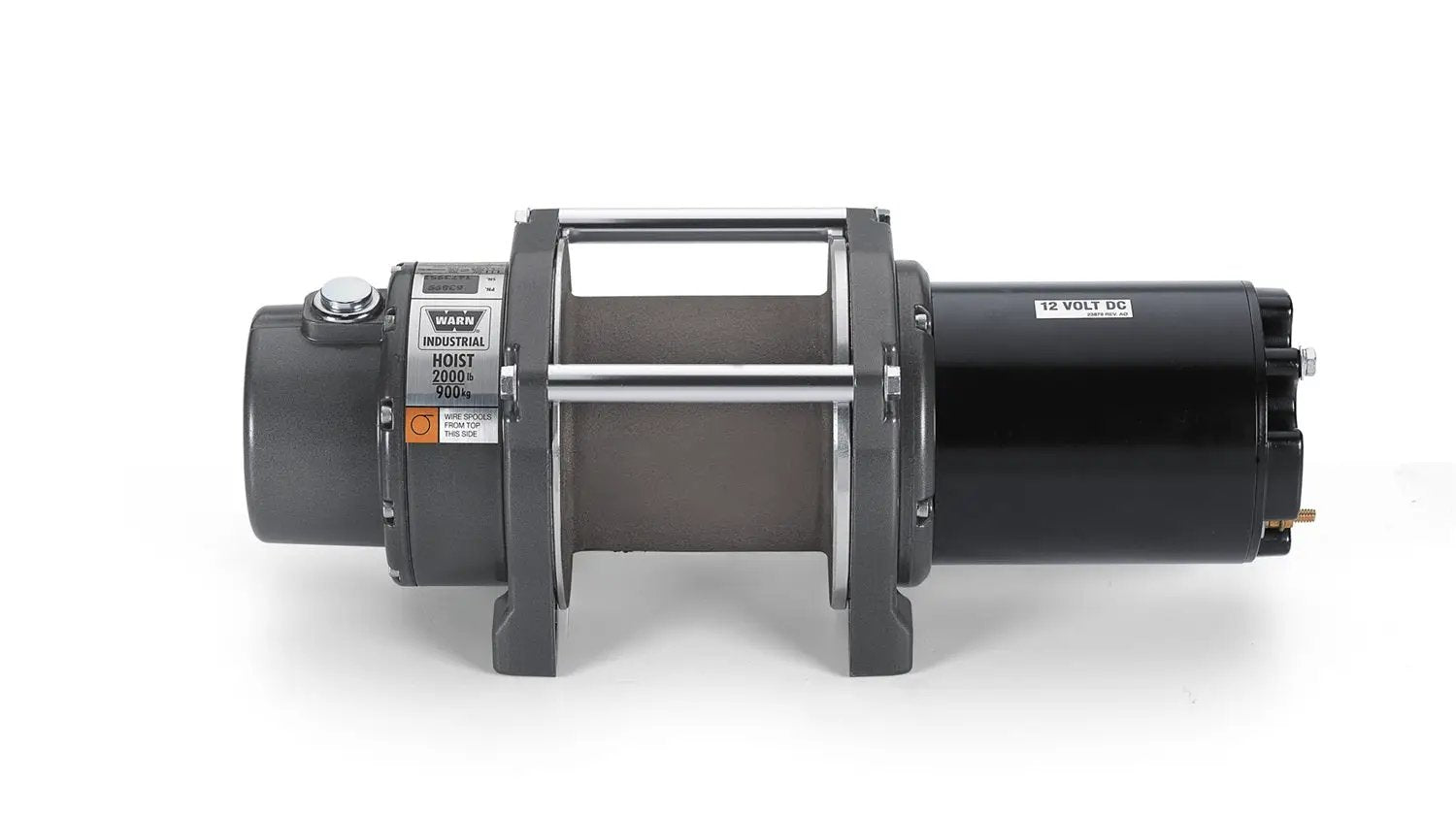 Warn Mid Frame; 12 Volt Electric; 2000 Pound Line Pull Capacity; Without Rope; Without Fairlead; Without Remote; 261 Gear Reduction; Automatic Cone Brake by Warn