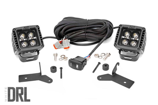 Kit de luces LED | Montaje en bisagra | Par de 2" negras | DRL blanco | Jeep Gladiator JT/Wrangler JL (18-26)