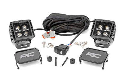 Rough Country LED Light Kit | Cowl Mount | 2" Black Pair | Amber DRL | Jeep Gladiator JT/Wrangler JL (18-26) by Rough Country