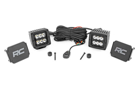 Rough Country LED Light Kit | Cowl Mount | 2" Black Pair | Jeep Gladiator JT/Wrangler JL (18-26)