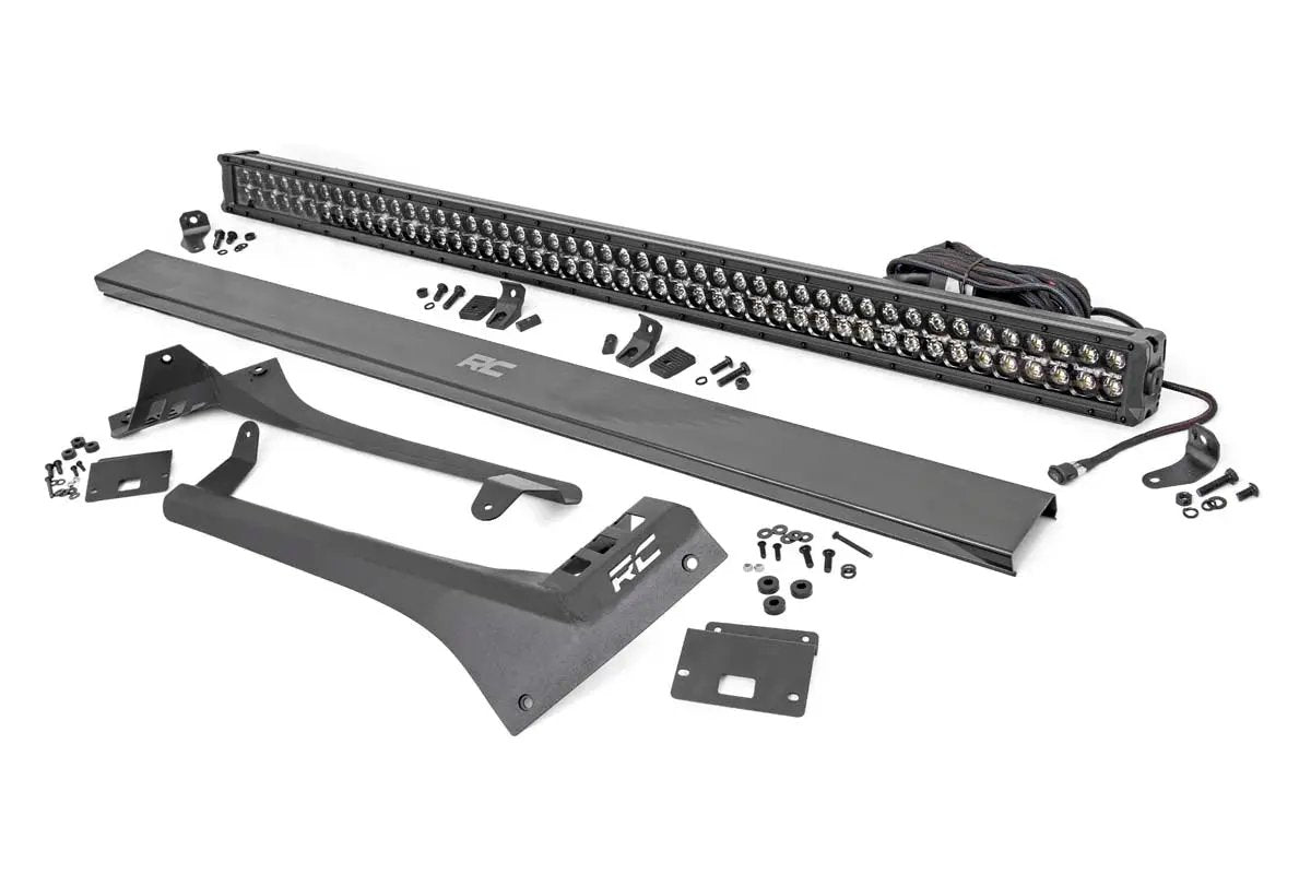 Rough Country LED Light Kit | Windshield | 50" BLK Dual Row | Amber DRL | Jeep Gladiator JT/Wrangler JL (18-26) by Rough Country