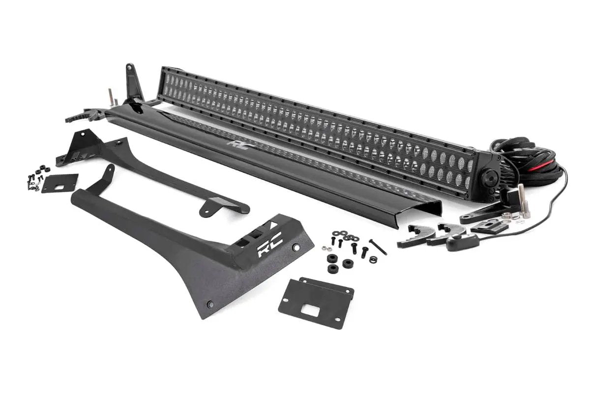 Rough Country LED Light Kit | Windshield Mount | 50" BLK Dual Row | Jeep Gladiator JT/Wrangler JL (18-26) by Rough Country
