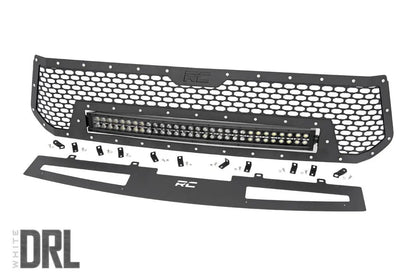 Rough Country Mesh Grille | 30" Dual Row LED | Black | White DRL | Toyota Tundra (14-17) by Rough Country