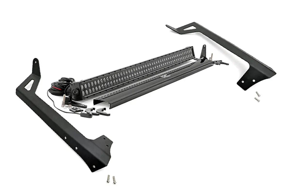 Rough Country LED Light Kit | Windshield Mount | 50" Black Dual Row | Jeep Wrangler JK (07-18) by Rough Country