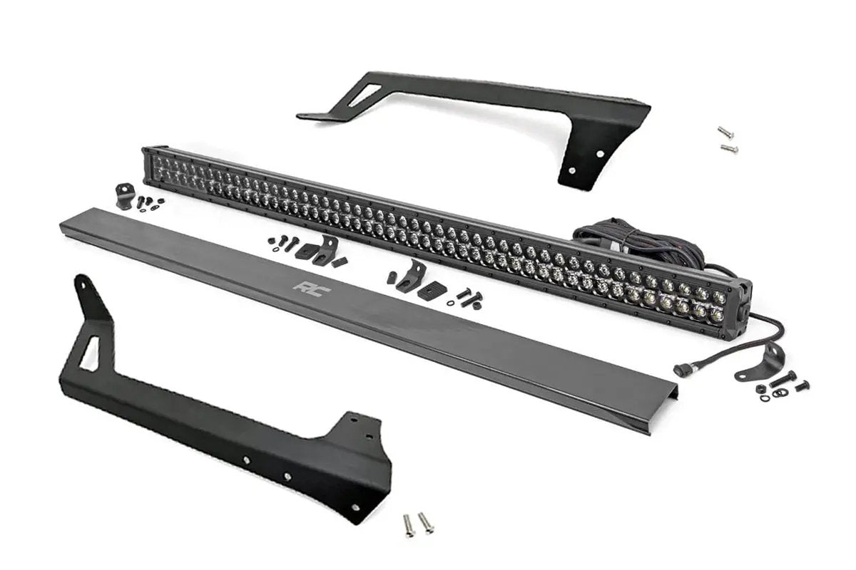 Rough Country LED Light | Windshield Mnt | 50" Black Dual Row | Amber DRL | Jeep Wrangler JK (07-18) by Rough Country