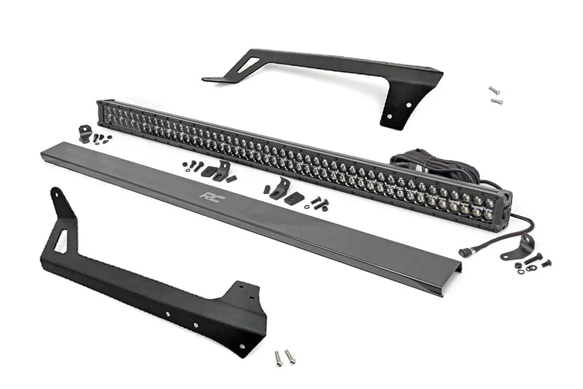 Rough Country LED Light | Windshield Mnt | 50" Black Dual Row | White DRL | Jeep Wrangler JK (07-18) by Rough Country